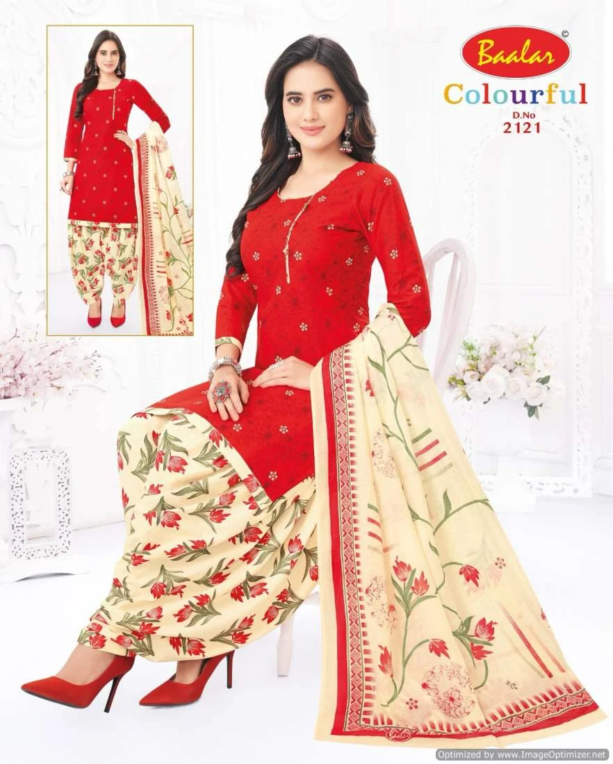 Baalar Colourful Vol-21 Cotton Wholesale Salwar Suit Catalog — Wholesale Salwar Suits, MPA wholesale from Surat — view 5